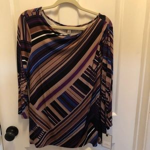Dana Buchman Purple strip blouse xl